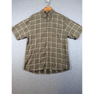 Bit & Bridle Outfitters Men's M Olive Plaid Geometric Button Up Shirt 4004